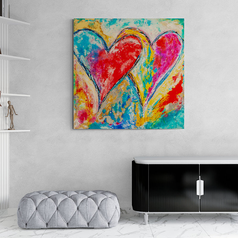Infinite Connection canvas print in room setting - heart painting by Ivan Guaderrama