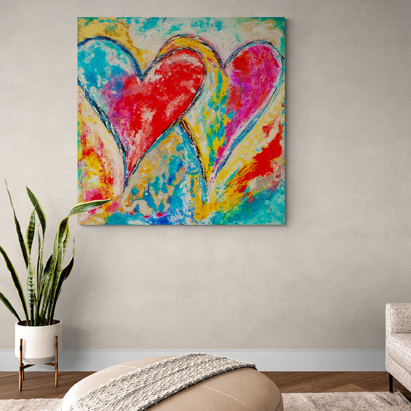 Infinite Connection canvas print in room setting - heart painting by Ivan Guaderrama