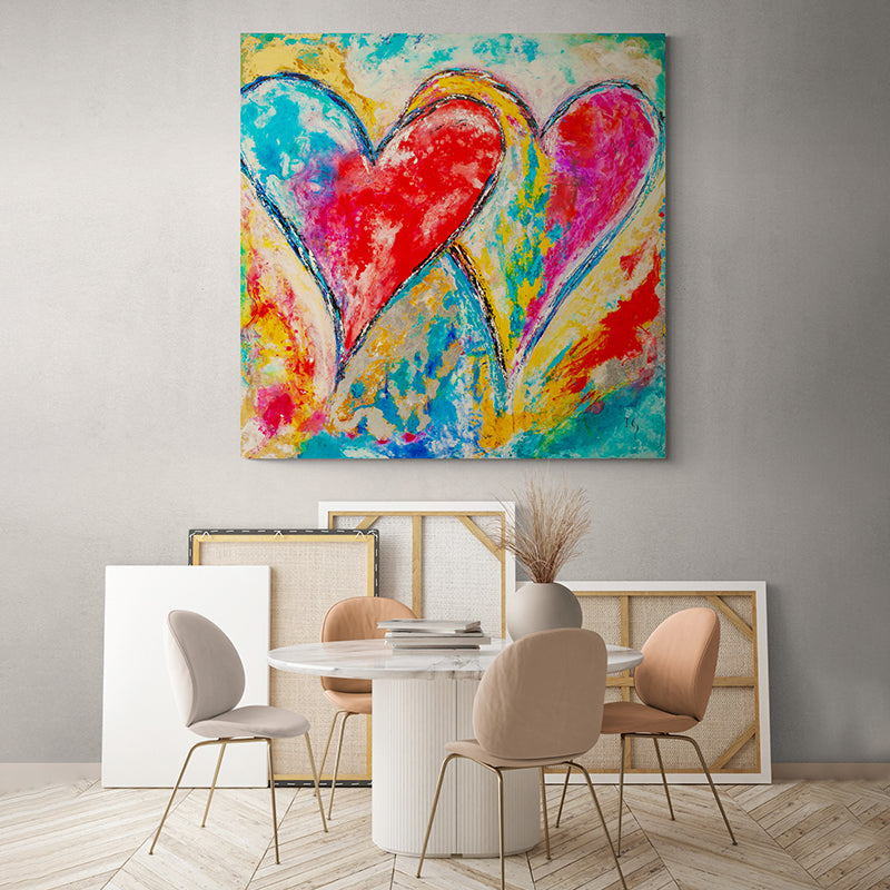 Infinite Connection canvas print in room setting - heart painting by Ivan Guaderrama