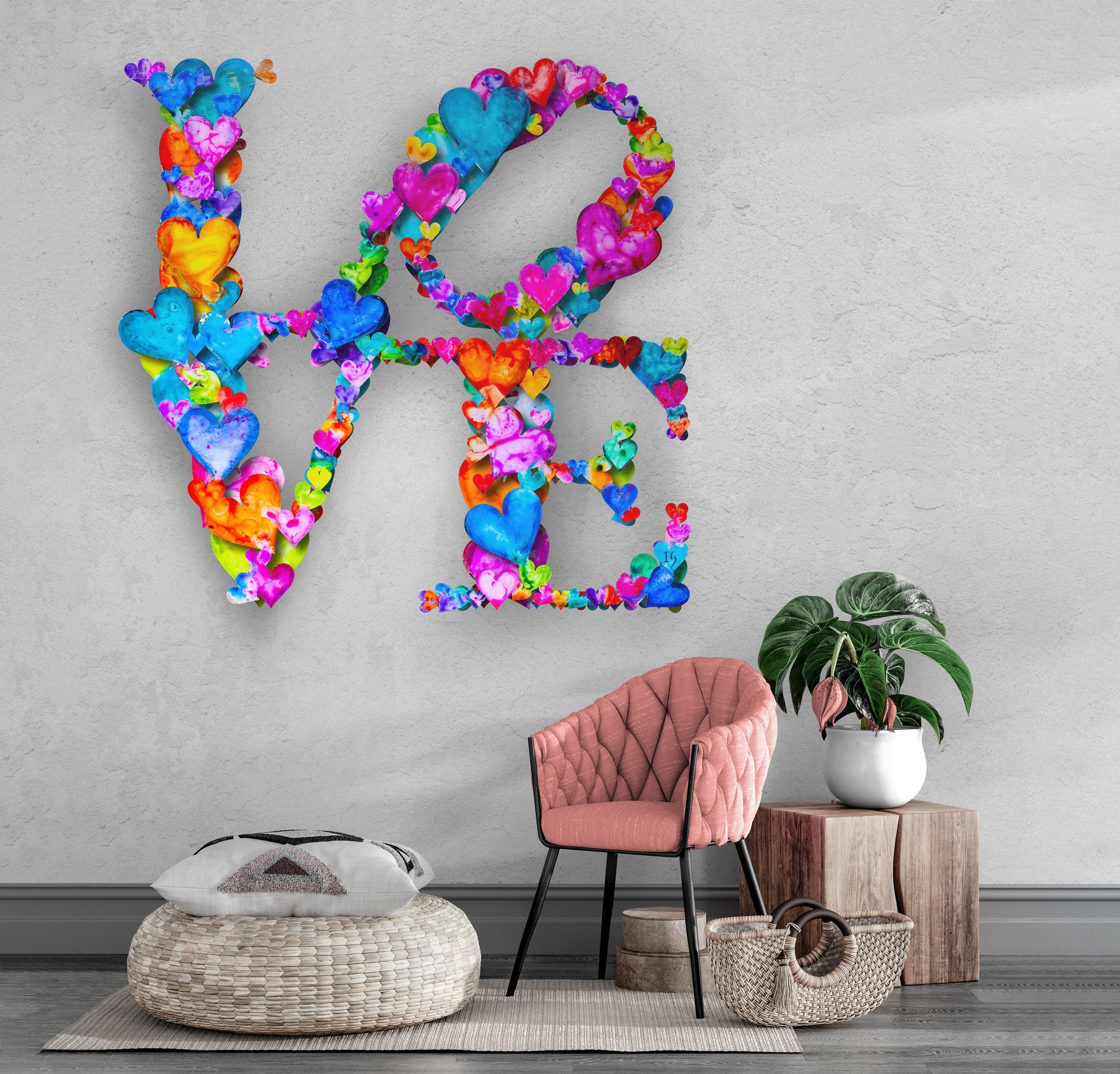 INFINITE LOVE V2 canvas print in room setting - heart painting by Ivan Guaderrama