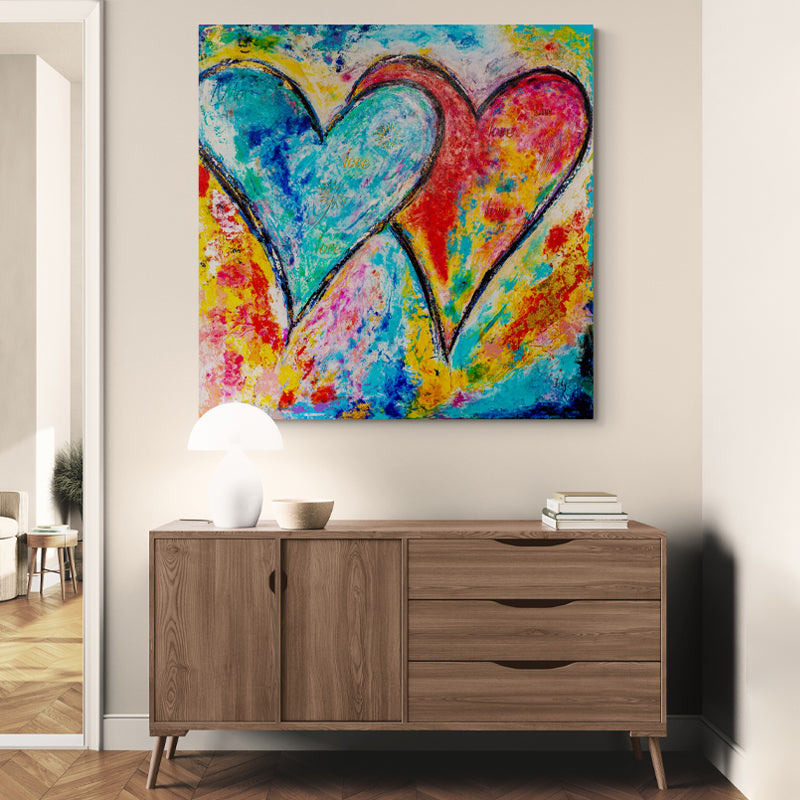 In the Heart of Us canvas print in room setting - heart painting by Ivan Guaderrama