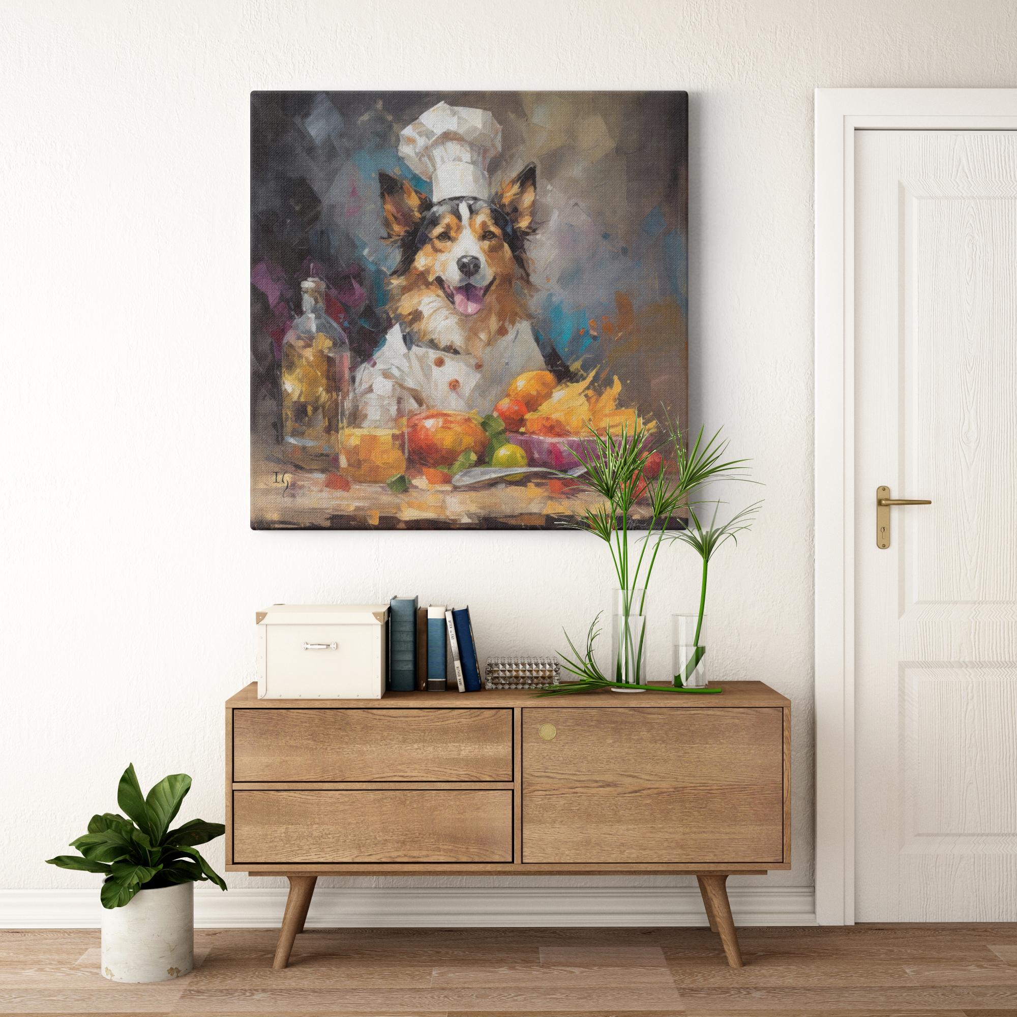 Passionate Chef artwork detail - colorful pet portrait art wall art
