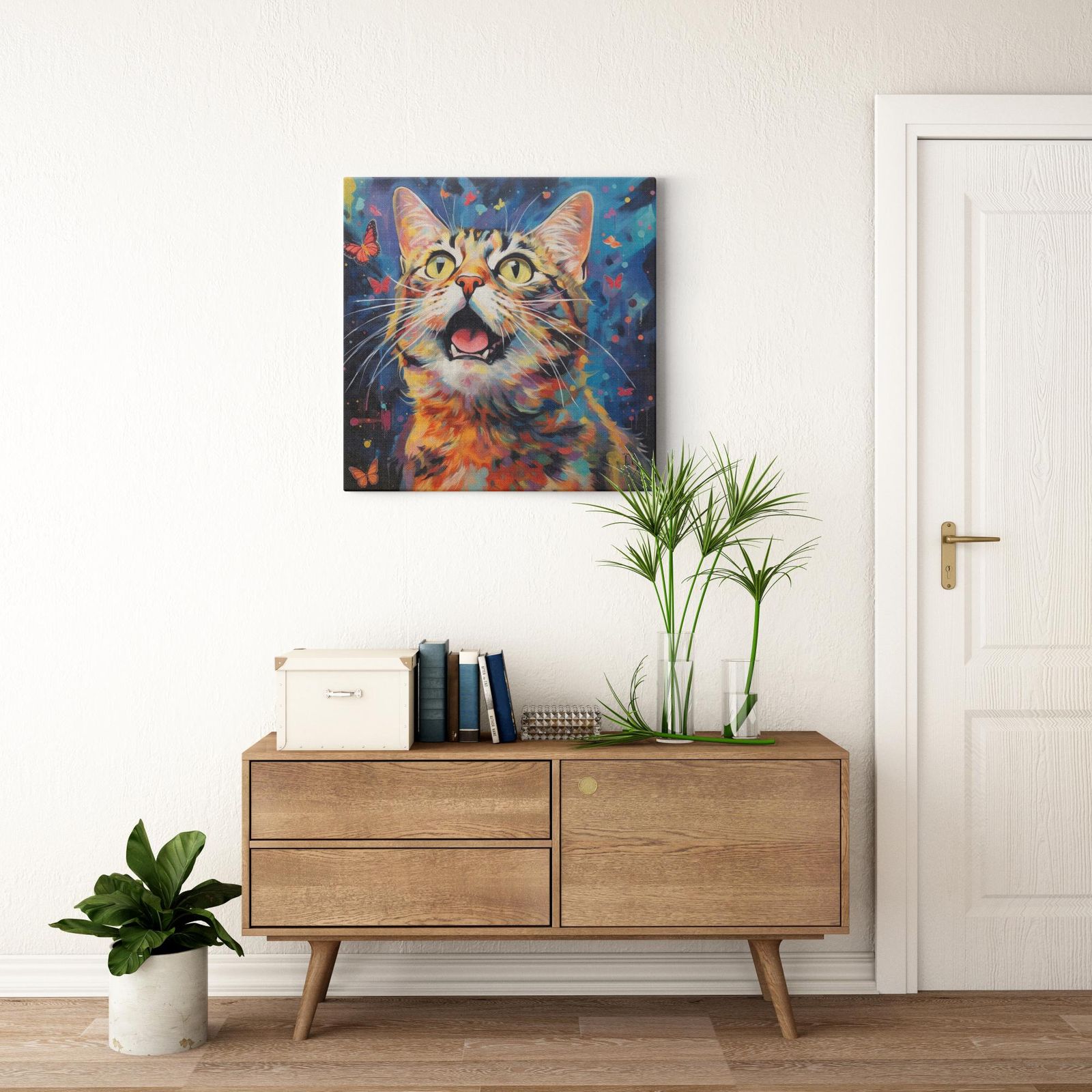 Butterfly Dance artwork detail - colorful pet portrait art wall art