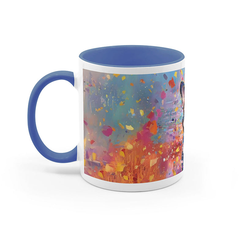 French bulldog mug with a colorful artistic design, perfect for pet lovers.
