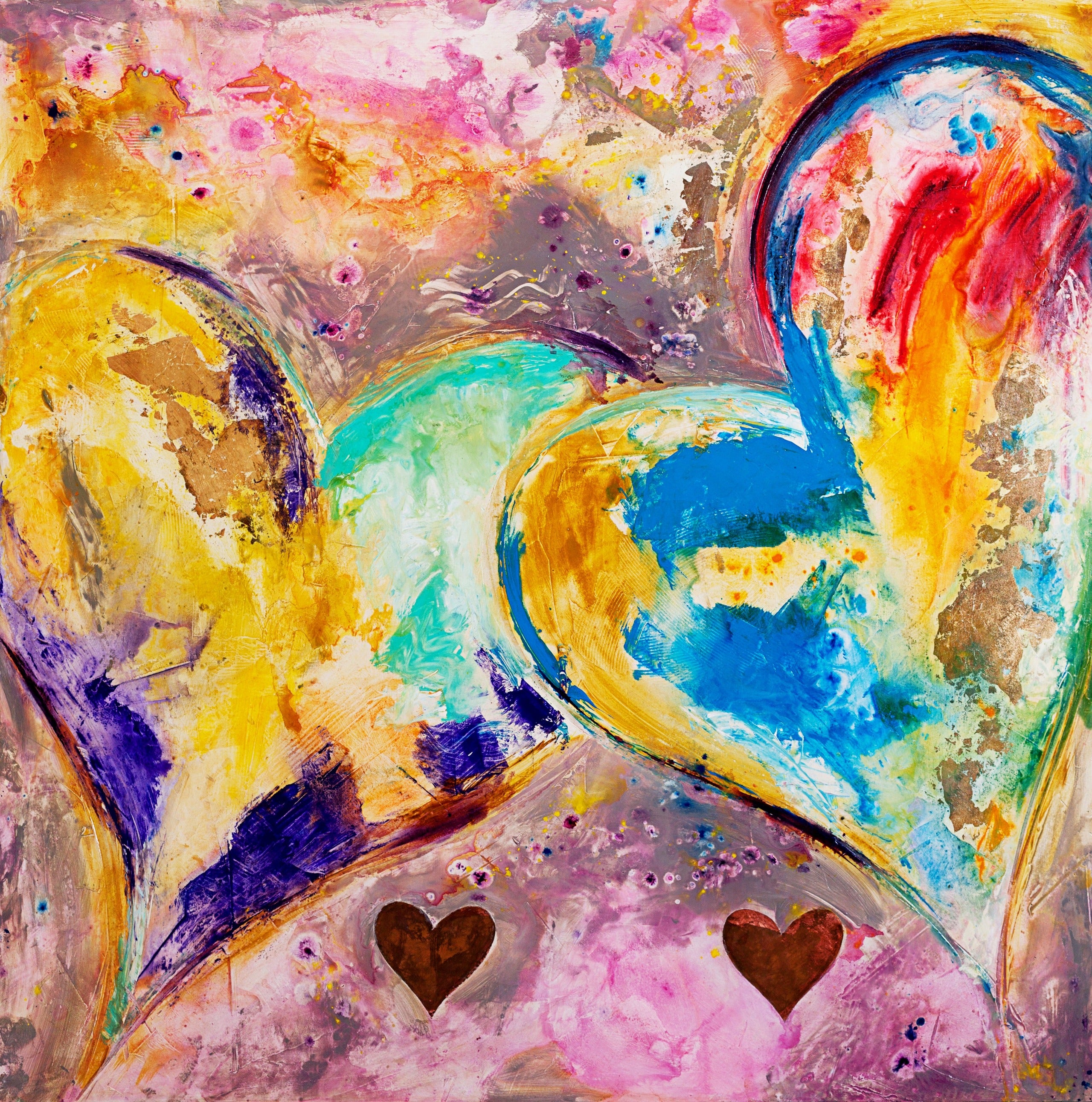 Family Joined in Love - original heart painting by Ivan Guaderrama