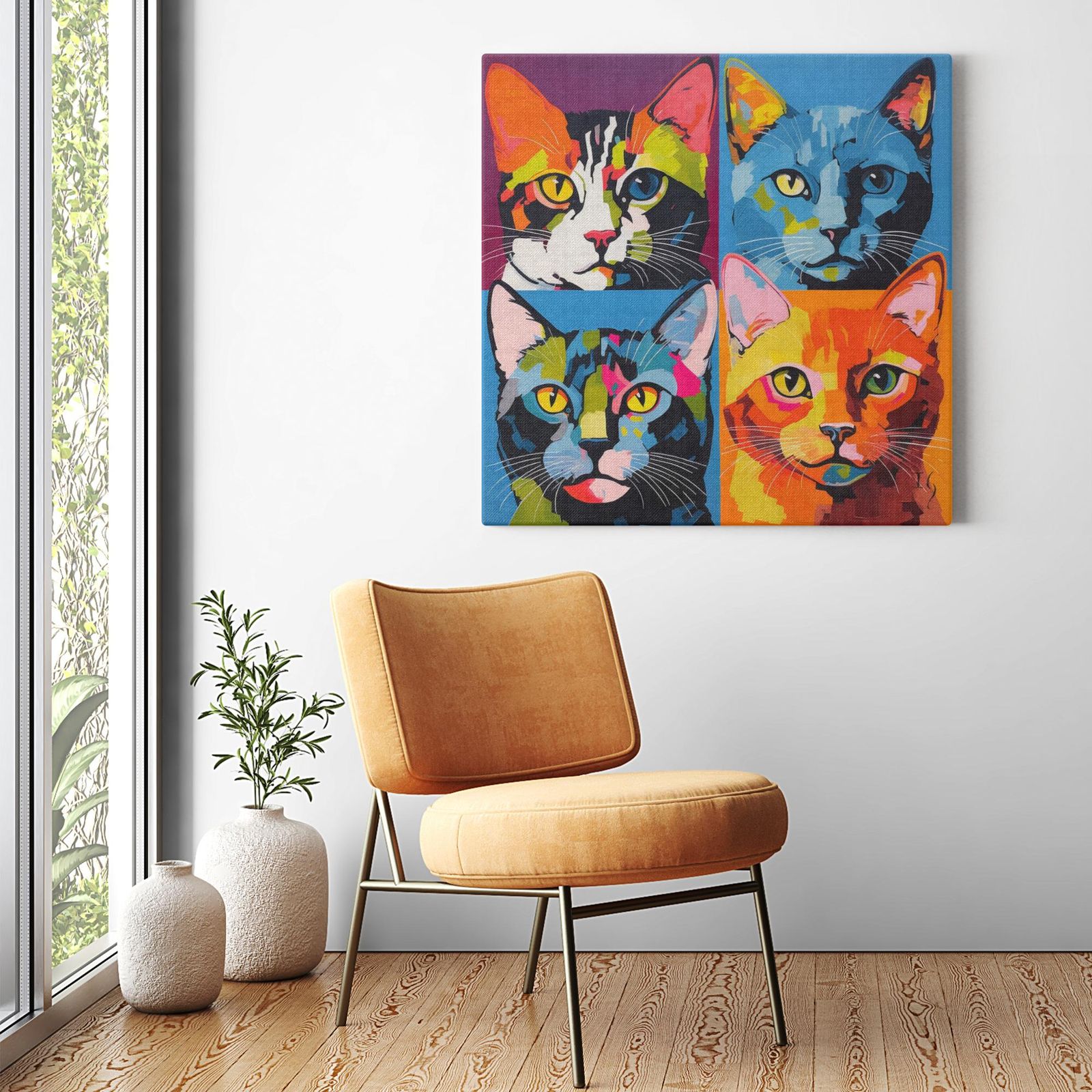 Colorful Quadrant artwork detail - colorful pet portrait art wall art
