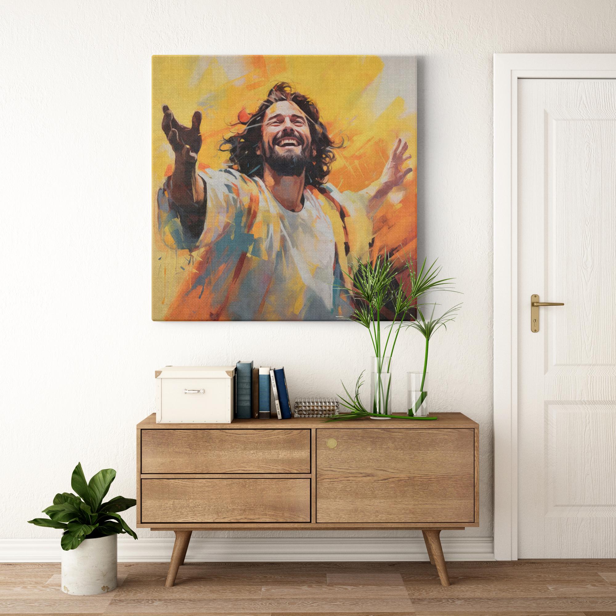 Jesus; The Light of the World artwork detail - interactive canvas print that comes alive with mobile app wall art