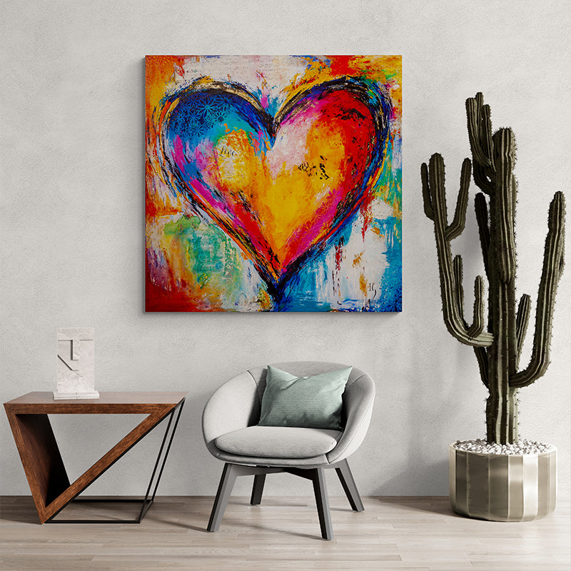 Kind Heart canvas print in room setting - heart painting by Ivan Guaderrama