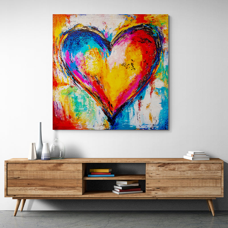 Kind Heart canvas print in room setting - heart painting by Ivan Guaderrama