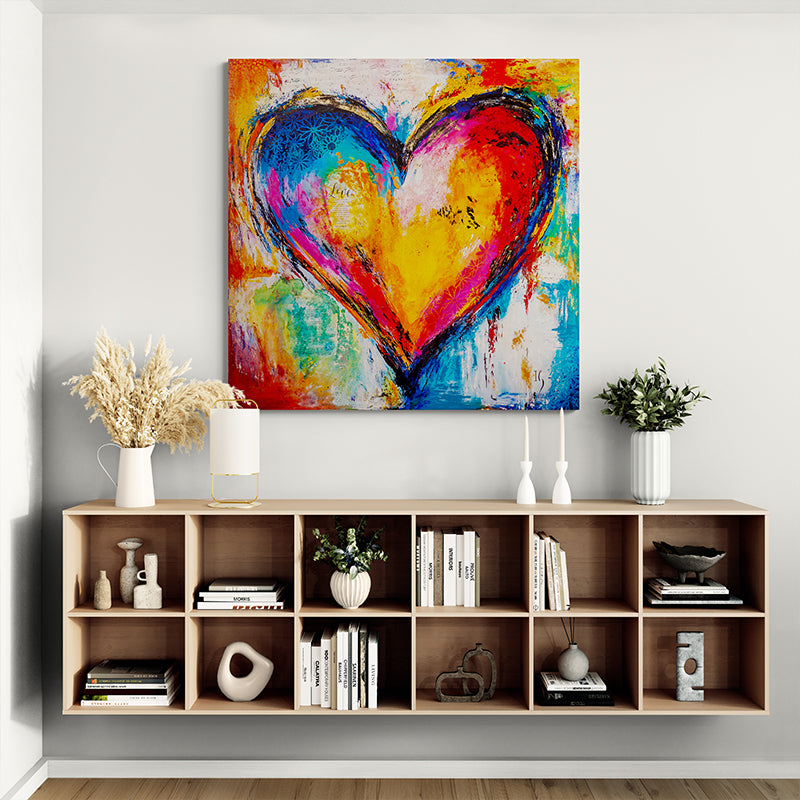 Kind Heart canvas print in room setting - heart painting by Ivan Guaderrama
