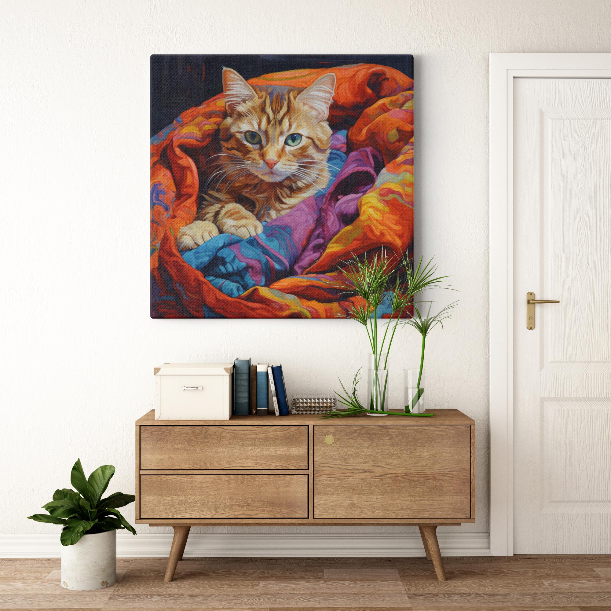 A Colorful Encounter artwork detail - colorful pet portrait art wall art