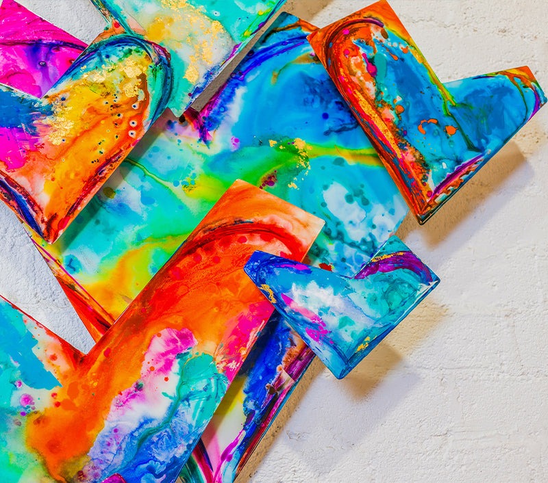 LEVELS OF LOVE canvas print in room setting - wall sculpture by Ivan Guaderrama