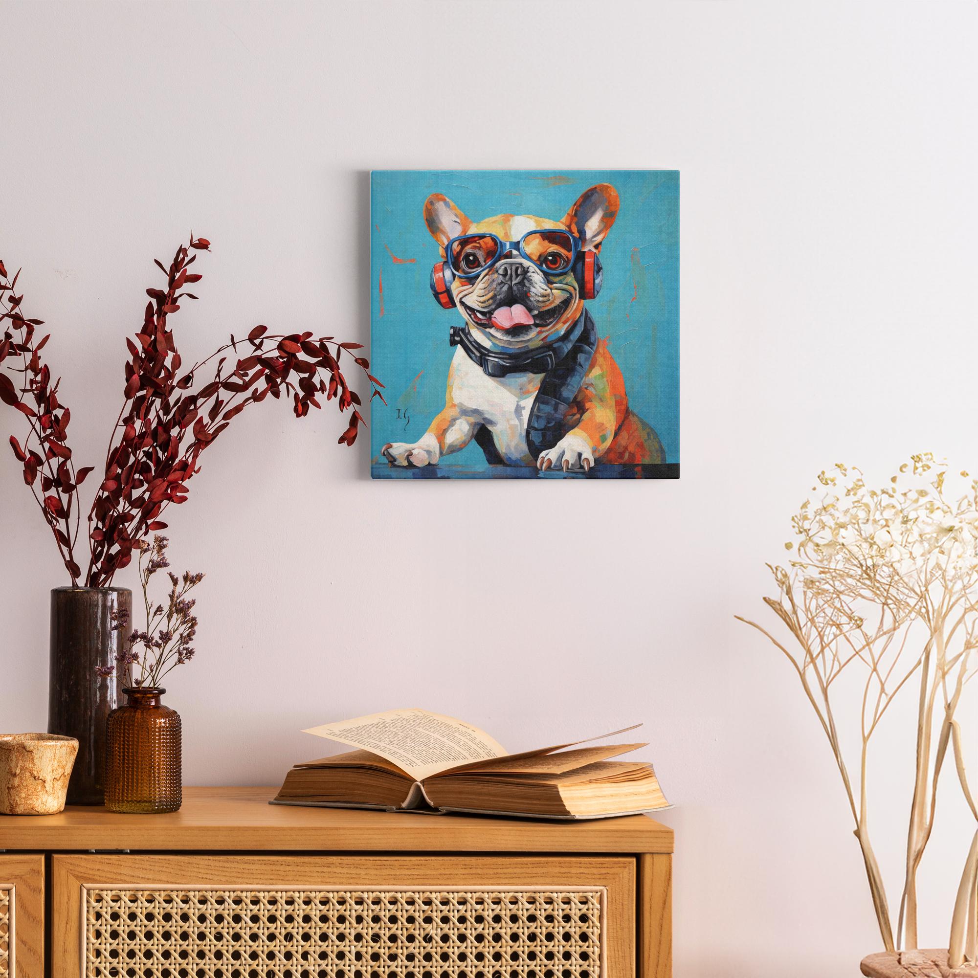 Bull Sophisticate artwork detail - colorful pet portrait art wall art