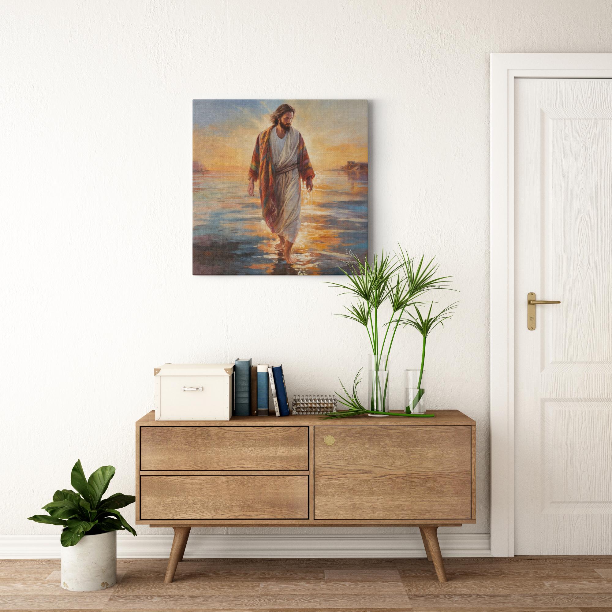 Jesus' Serenity artwork detail - interactive canvas print that comes alive with mobile app wall art
