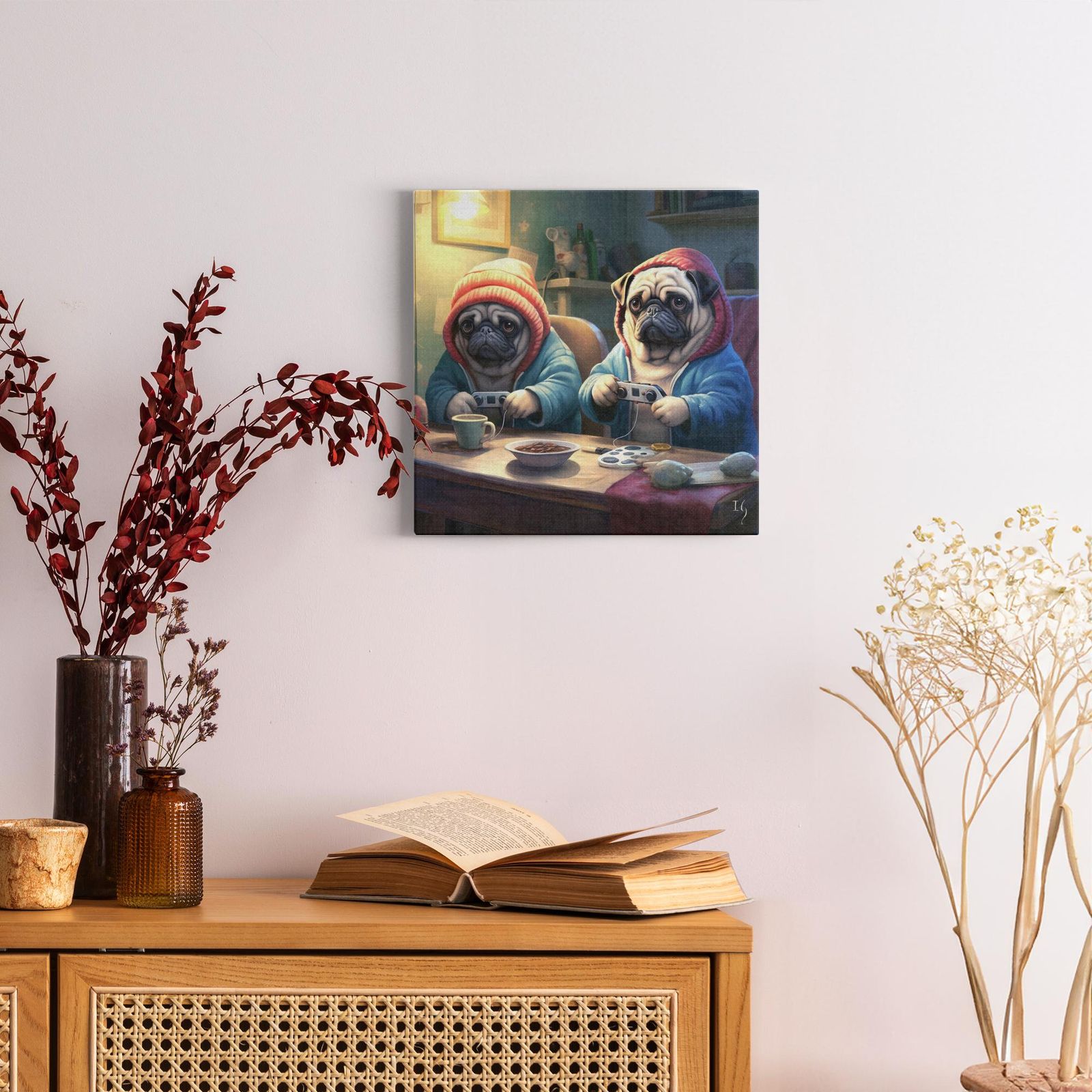 Long Game artwork detail - colorful pet portrait art wall art
