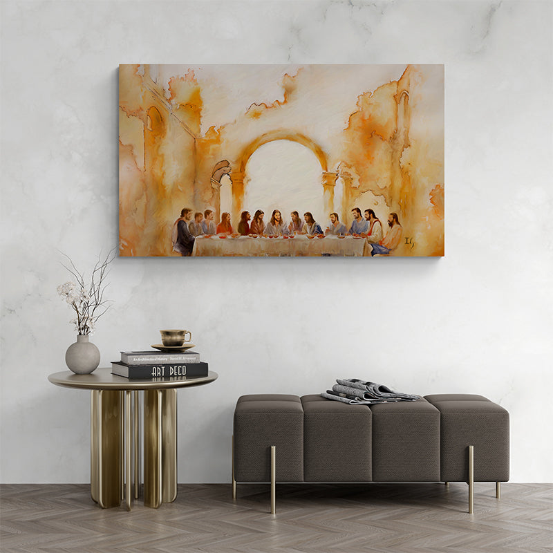 Last Supper Landscape- Limited Edition canvas print in room setting - limited edition art by Ivan Guaderrama