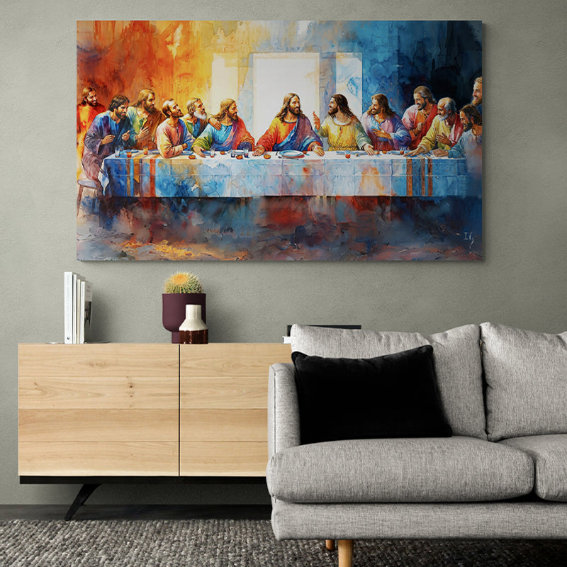 Last Supper - Communion in Color - Limited Edition canvas print in room setting - limited edition art by Ivan Guaderrama