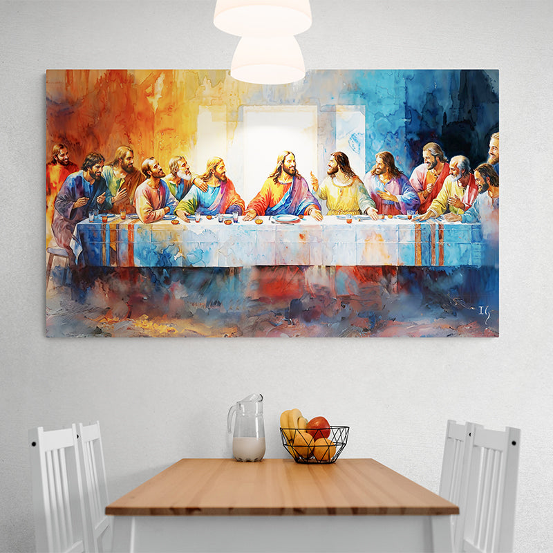 Last Supper - Communion in Color - Limited Edition canvas print in room setting - limited edition art by Ivan Guaderrama
