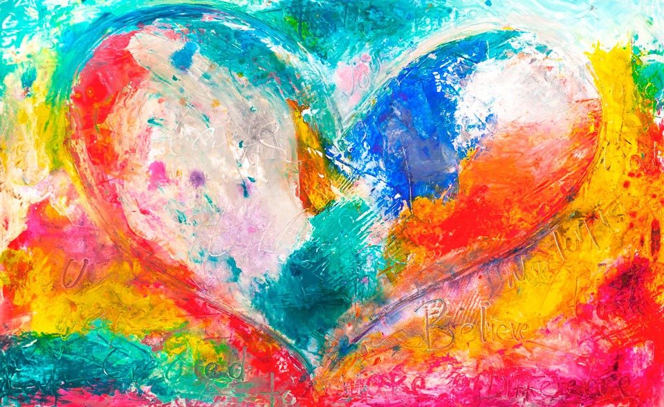 Love Just How You Are canvas print in room setting - heart painting by Ivan Guaderrama