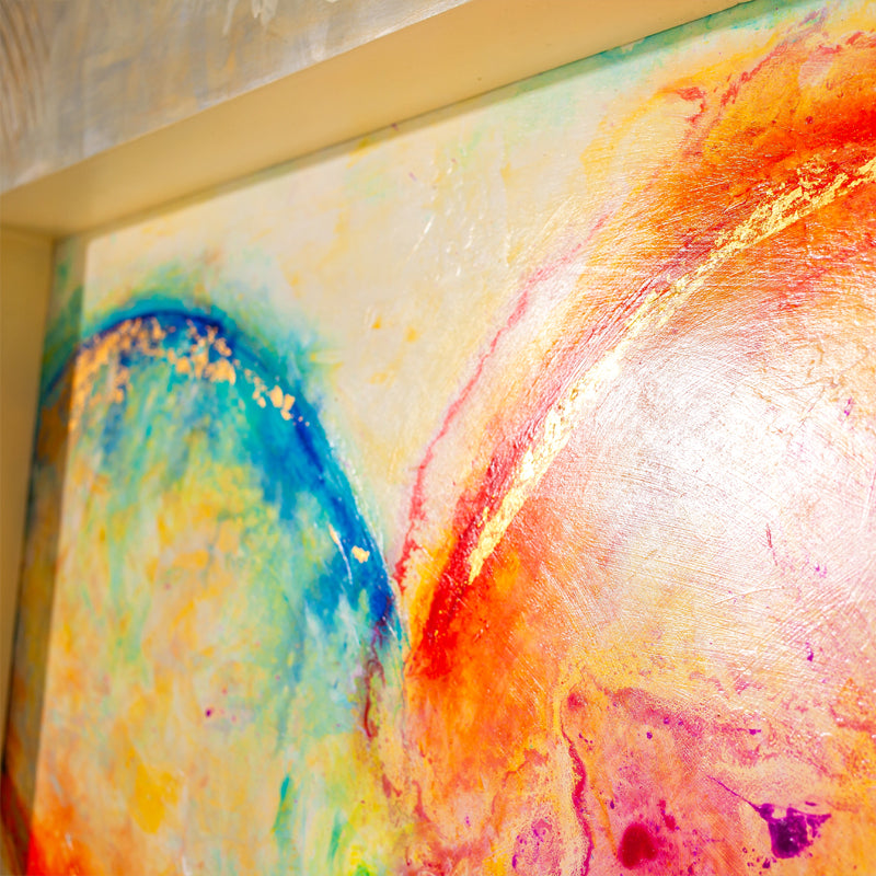 Love Never Fails canvas print in room setting - heart painting by Ivan Guaderrama