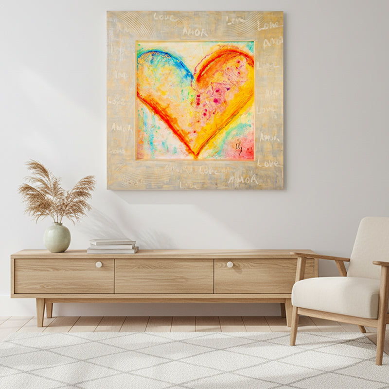 Love Never Fails artwork detail - original heart painting wall art