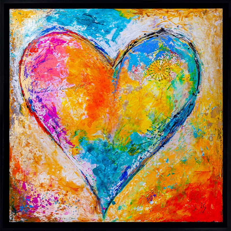 Love is Beautiful - original heart painting by Ivan Guaderrama