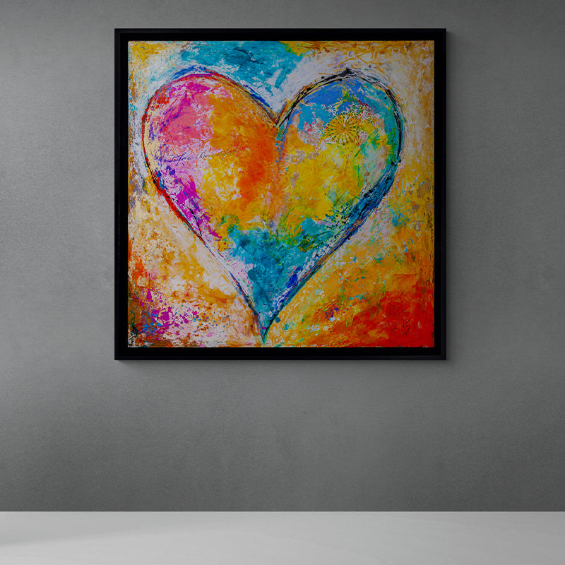 Love is Beautiful canvas print in room setting - heart painting by Ivan Guaderrama
