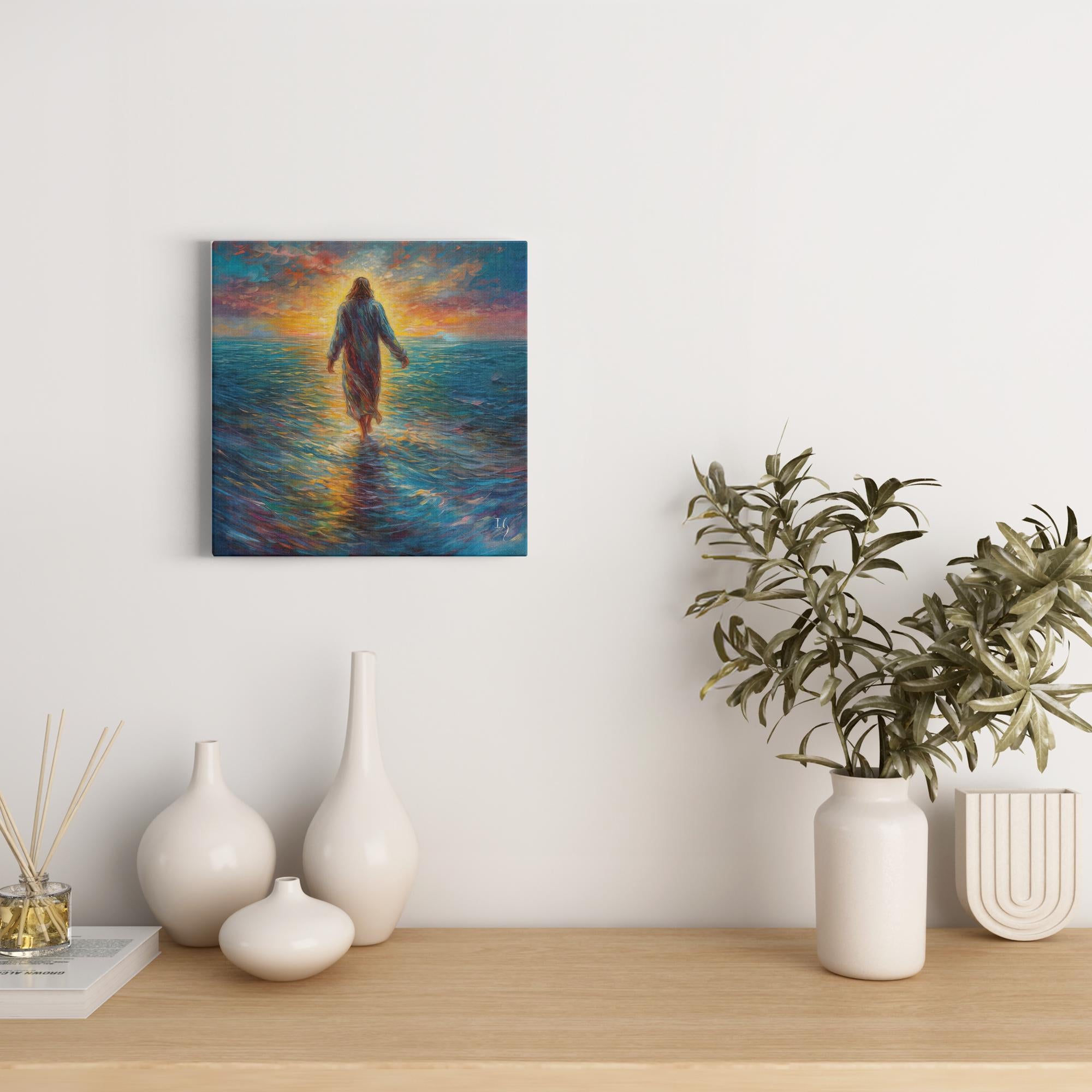 Serene Savior Jesus artwork detail - smiling Jesus painting wall art