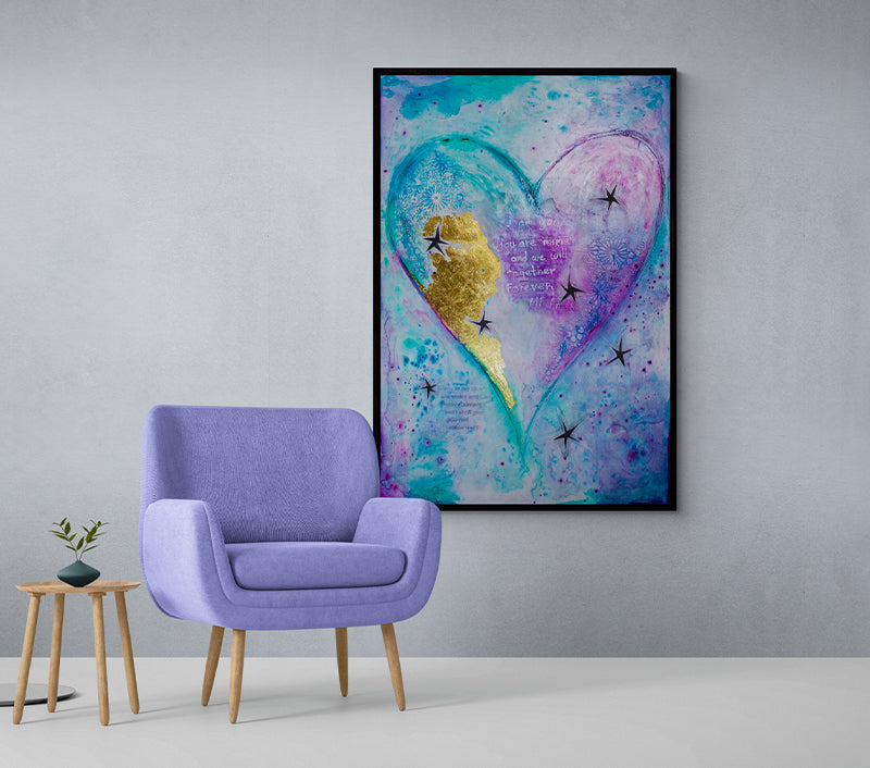 Feeling Divine Love artwork detail - original heart painting wall art