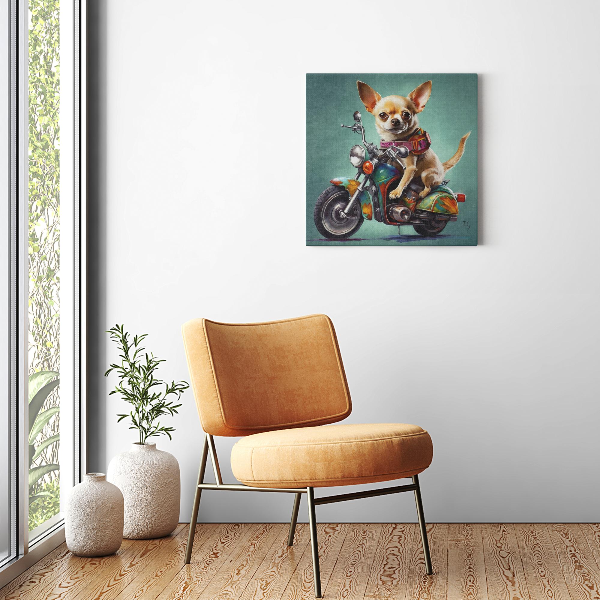 Chihuahua Escapade artwork detail - colorful pet portrait art wall art
