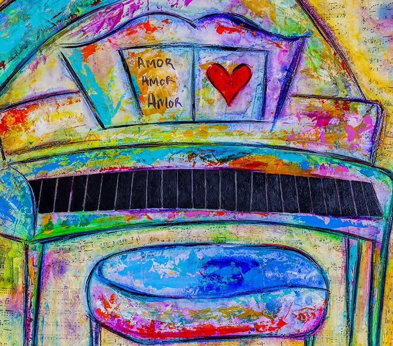 Music In Love canvas print in room setting - original painting by Ivan Guaderrama