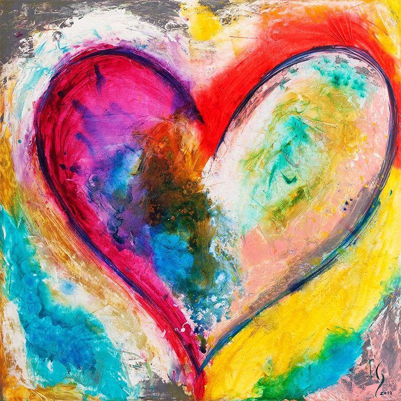 Manantial - original heart painting by Ivan Guaderrama