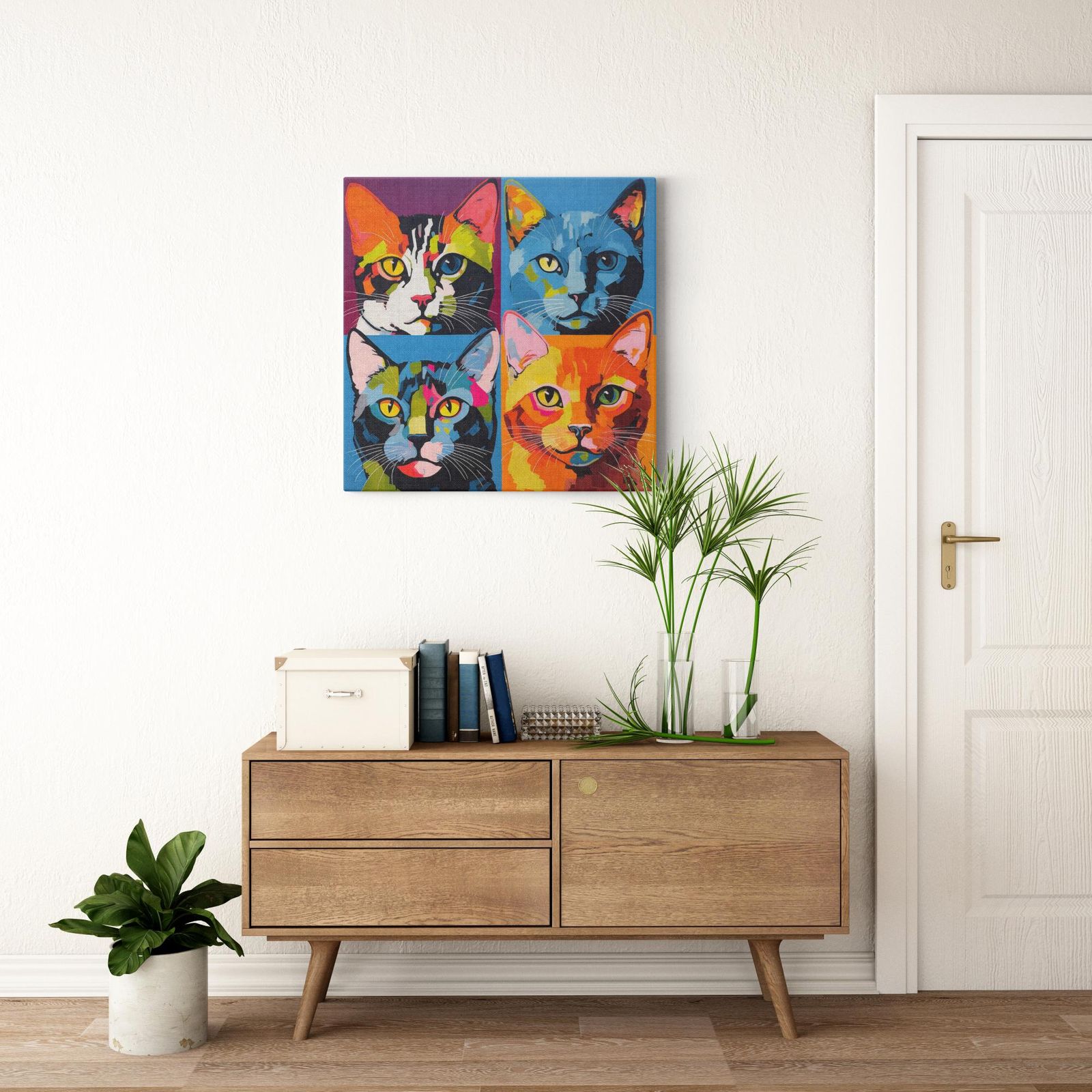 Colorful Quadrant artwork detail - colorful pet portrait art wall art