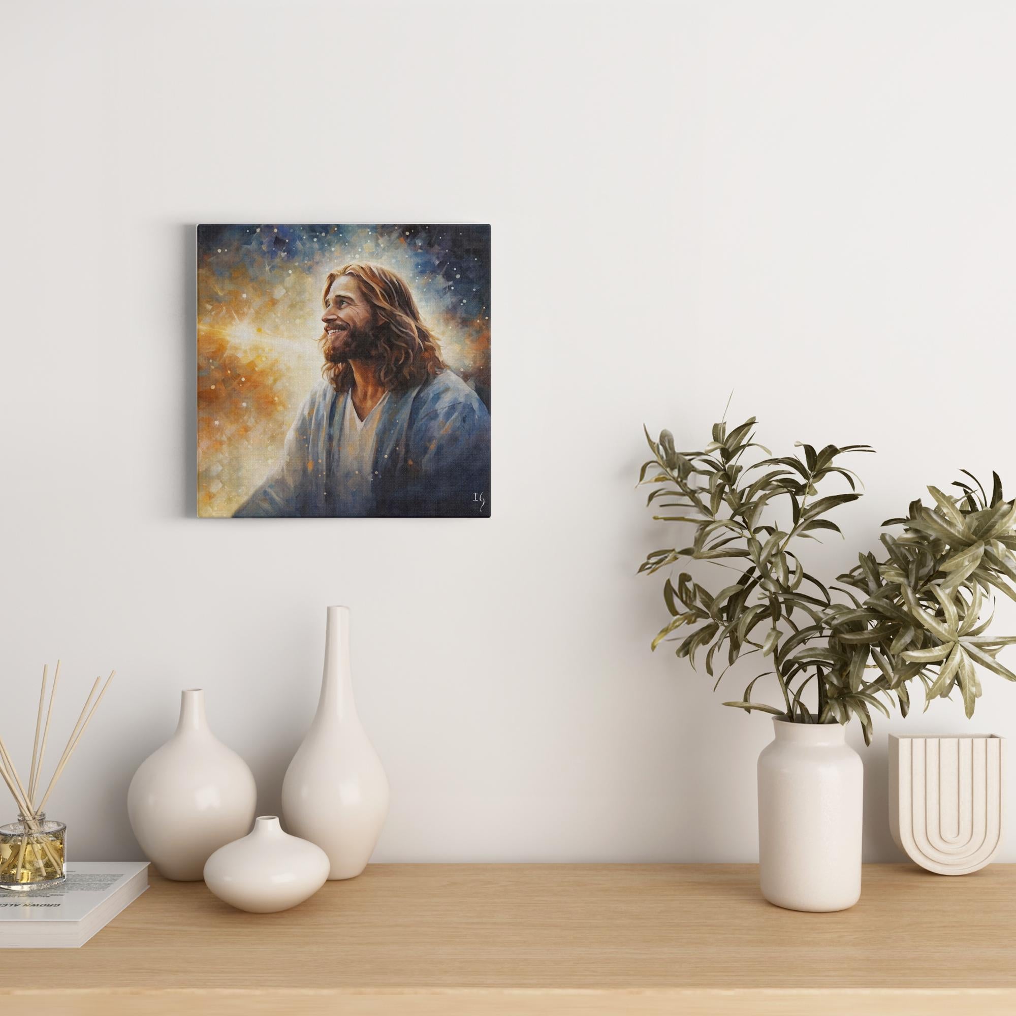 Jesus - Radiance of Divine Revelation artwork detail - smiling Jesus painting wall art