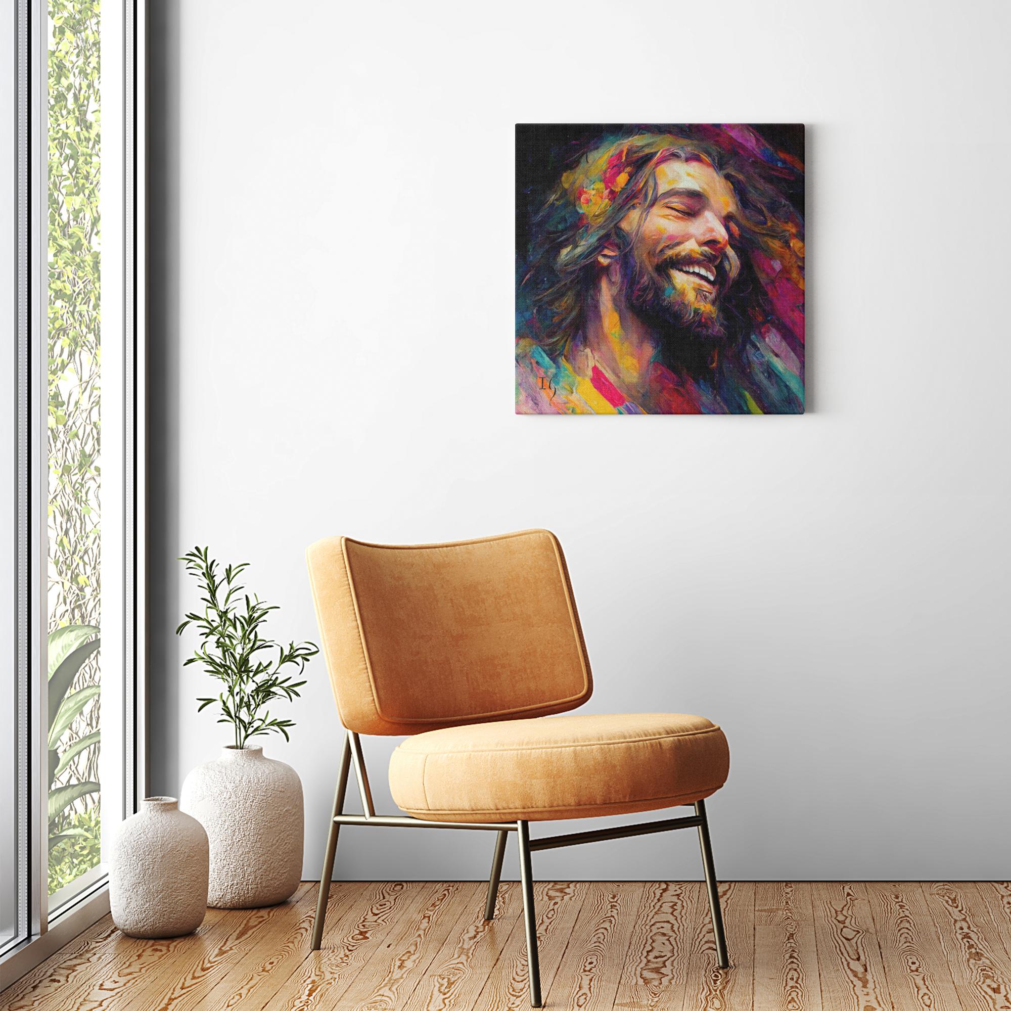 Jesus- loving lord artwork detail - smiling Jesus painting wall art