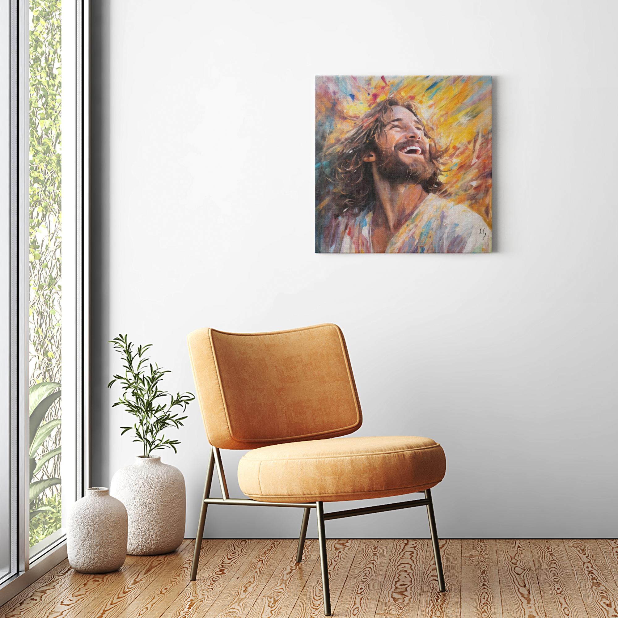 Jesus - Euphoria in Divine Radiance artwork detail - interactive canvas print that comes alive with mobile app wall art