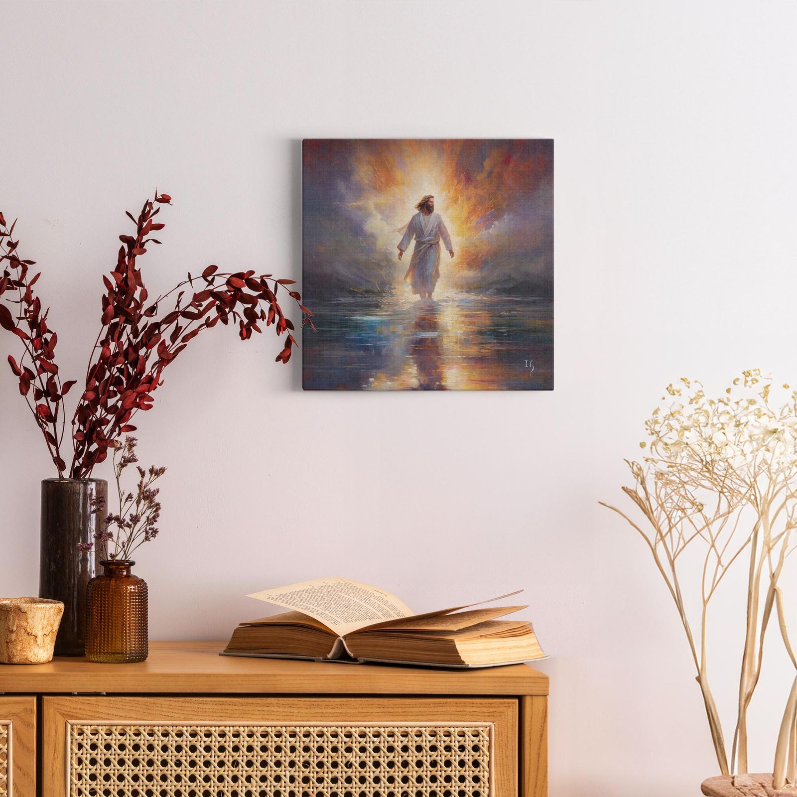 Jesus, the Beacon of Hope artwork detail - smiling Jesus painting wall art