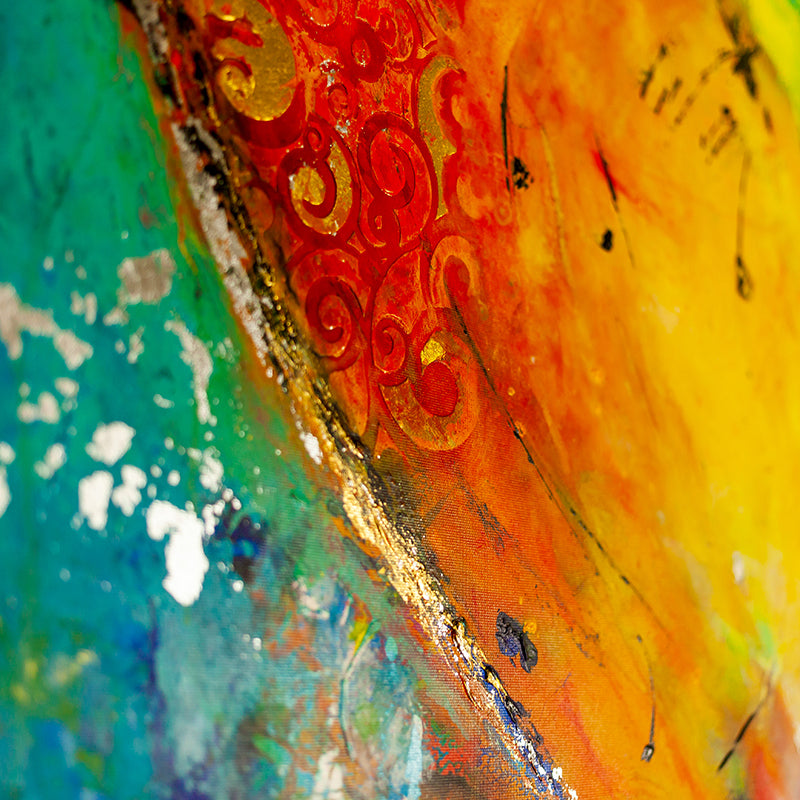 Passion Ignited artwork detail - original heart painting wall art