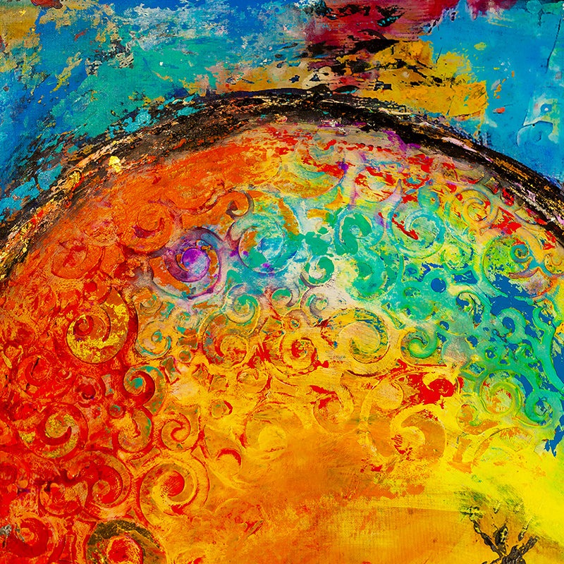 Passion Ignited canvas print in room setting - heart painting by Ivan Guaderrama