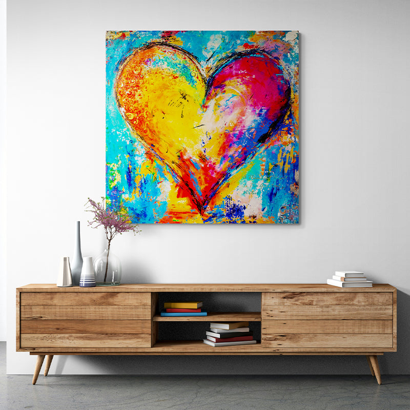 Passion Ignited artwork detail - original heart painting wall art