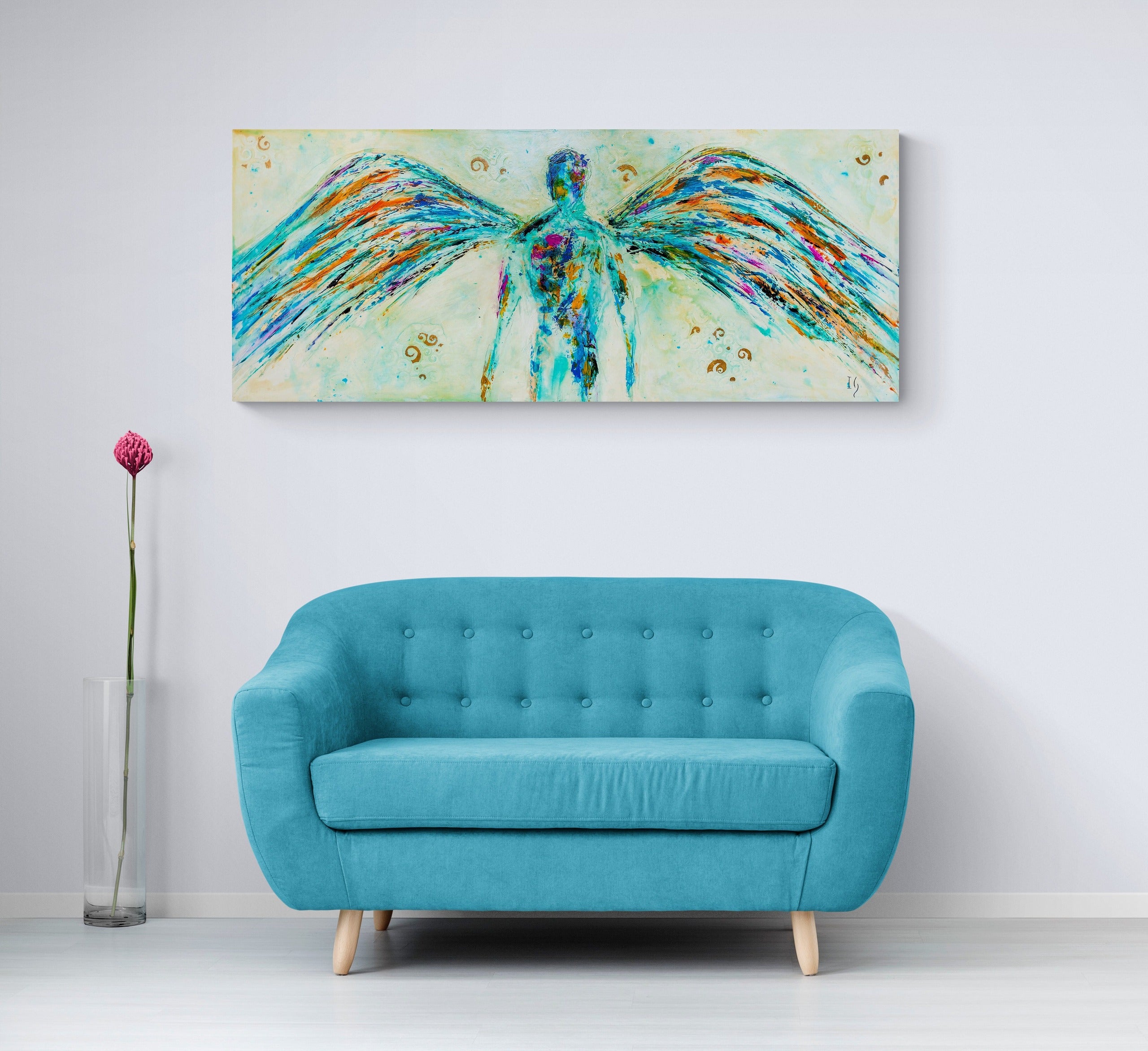 Perfect Soul canvas print in room setting - angel painting by Ivan Guaderrama
