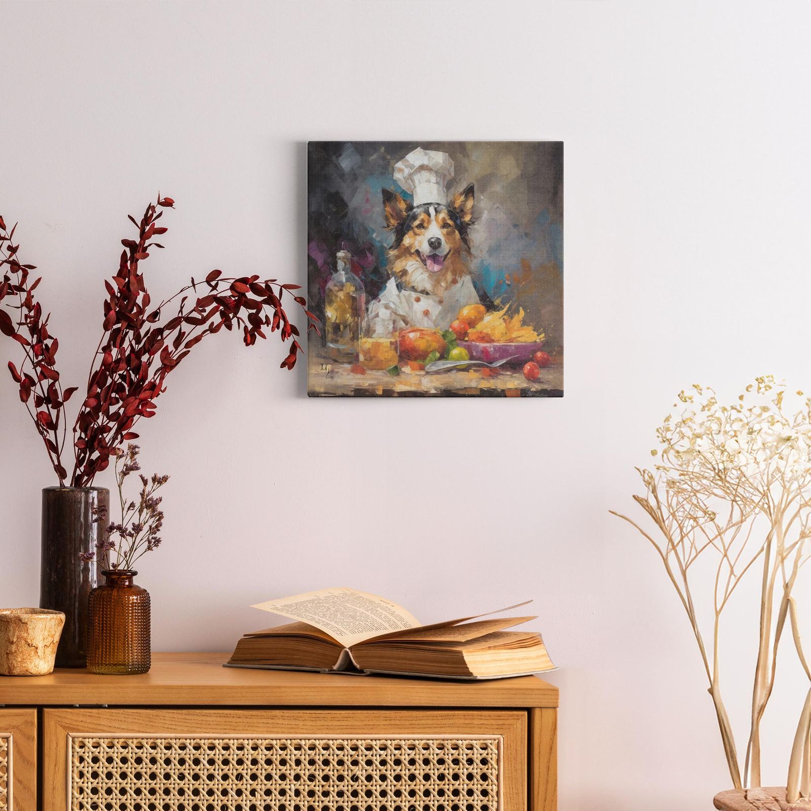 Passionate Chef artwork detail - colorful pet portrait art wall art