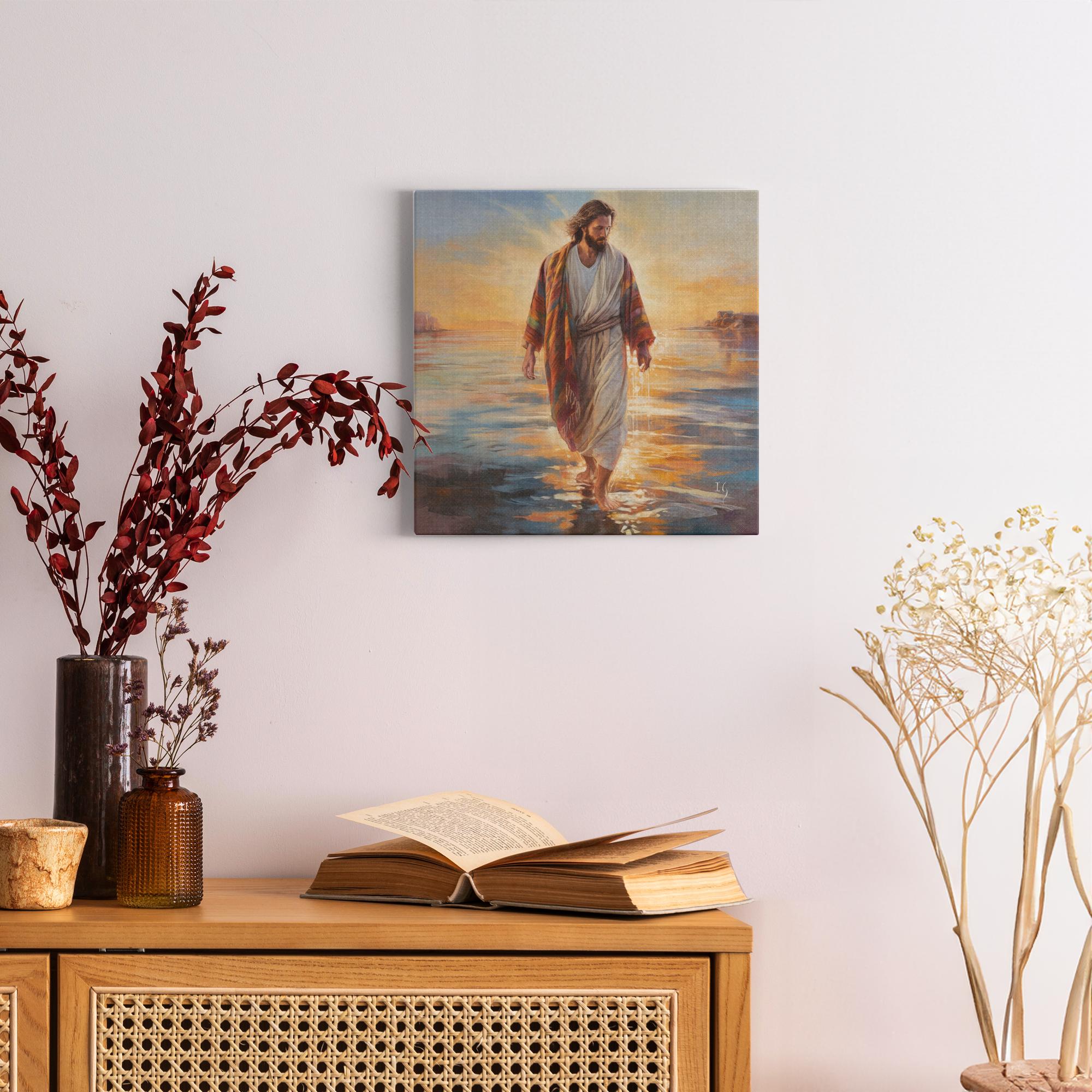 Jesus' Serenity artwork detail - interactive canvas print that comes alive with mobile app wall art