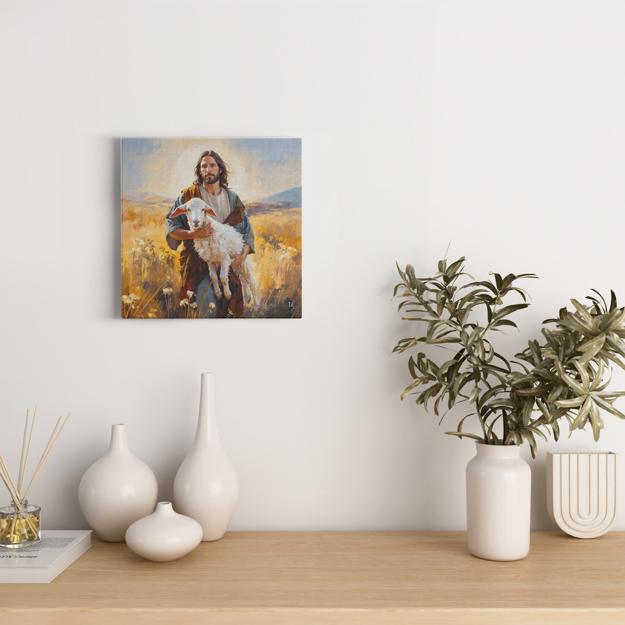 Jesus Embrace artwork detail - smiling Jesus painting wall art