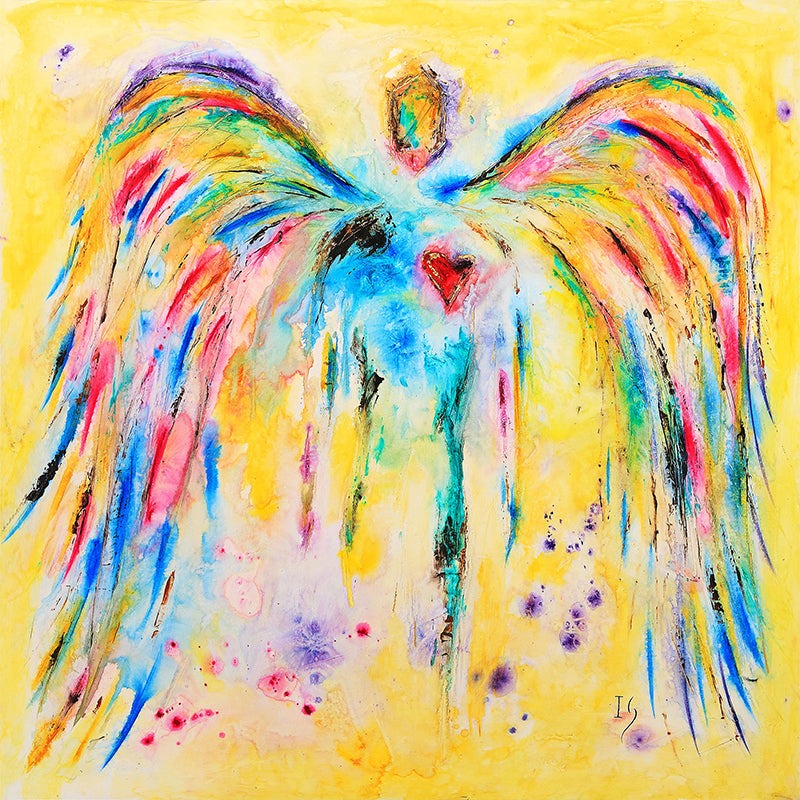 Rainbow Colors - original angel painting by Ivan Guaderrama