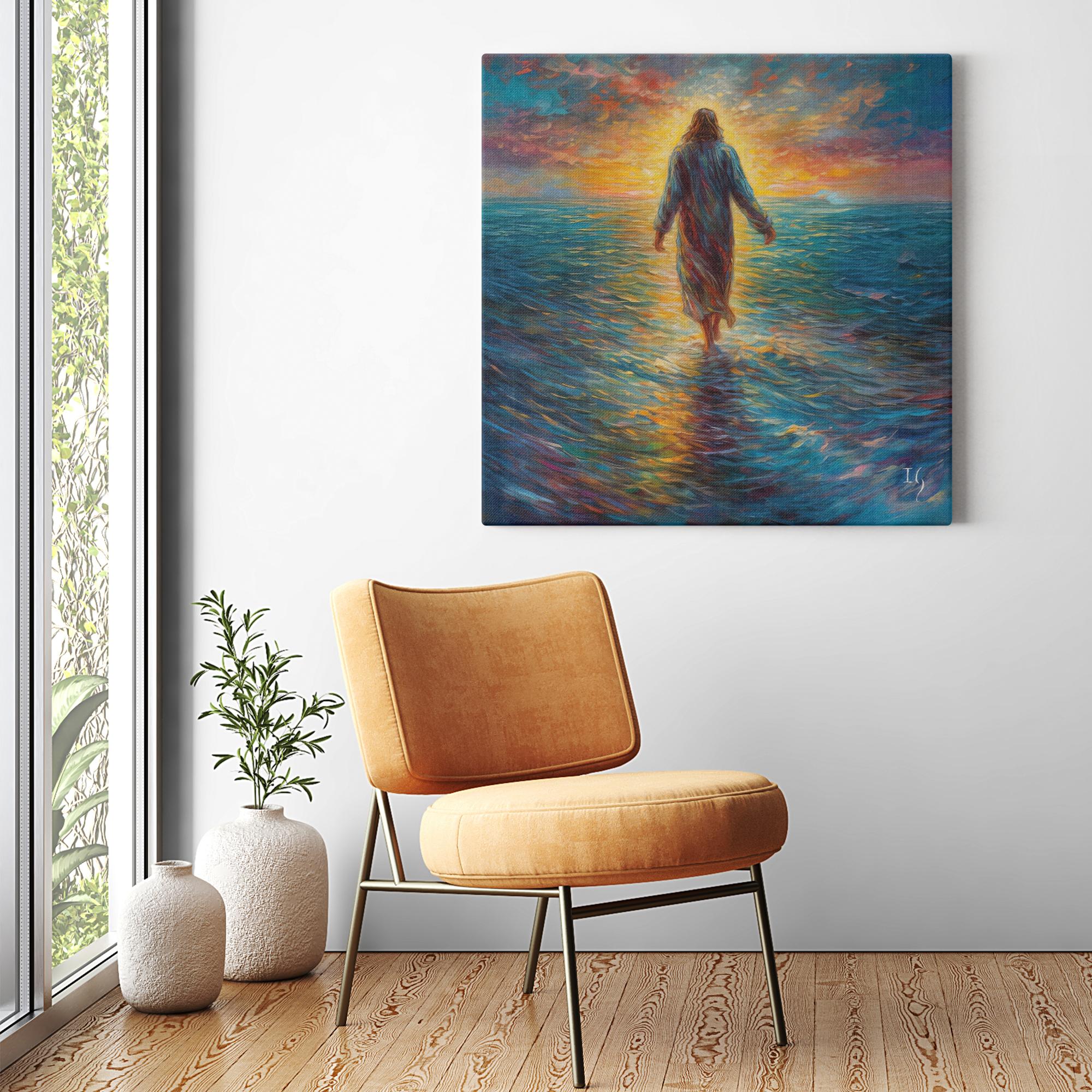 Serene Savior Jesus artwork detail - smiling Jesus painting wall art