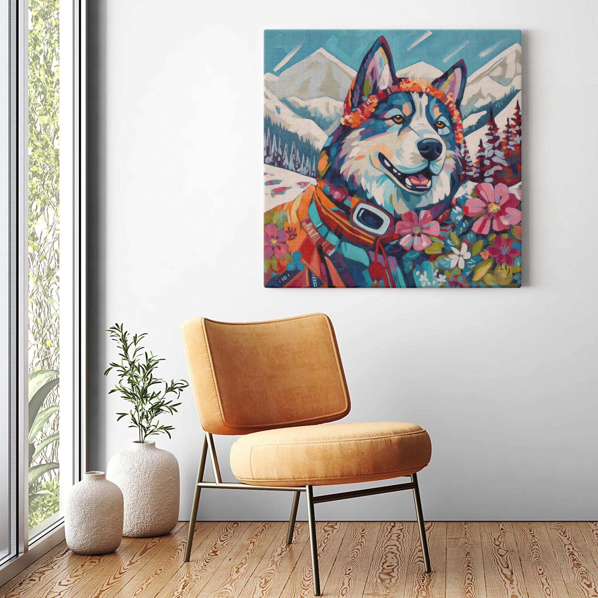 Dreams Await artwork detail - colorful pet portrait art wall art