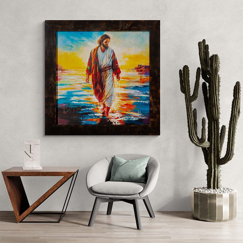 Jesus - Serenity canvas print in room setting - limited edition art by Ivan Guaderrama