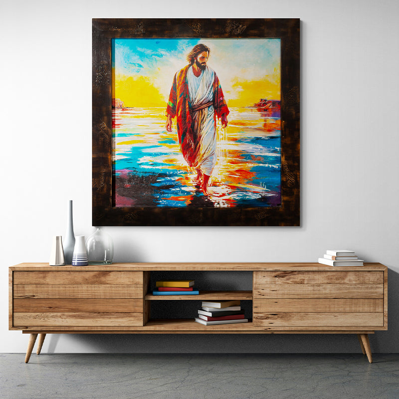 Jesus - Serenity canvas print in room setting - limited edition art by Ivan Guaderrama