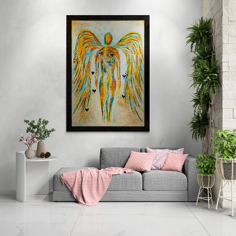 Soul´s Guardian artwork detail - original heart painting wall art